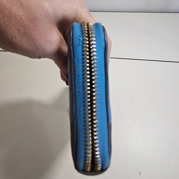 Michael Kors Saffiano Leather Zippy Wallet - Two Tone Blue - Picture 11 of 13